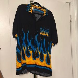 Y2K Flame Button Up